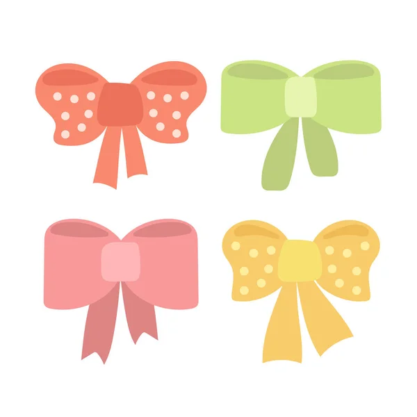Bows. Doodle vector illustration. Simple hand drawn icons on white — Stock Vector