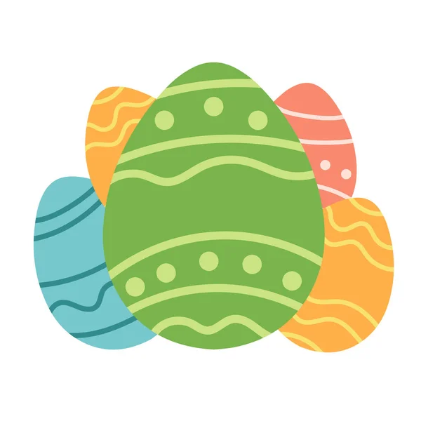 Eenvoudige Pasen gestileerde eieren in platte cartoon ontwerp - vector op wit — Stockvector