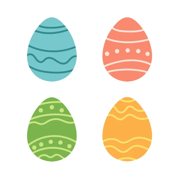 Simple Easter stylized egg set in flat cartoon design - vector on white — Stock Vector