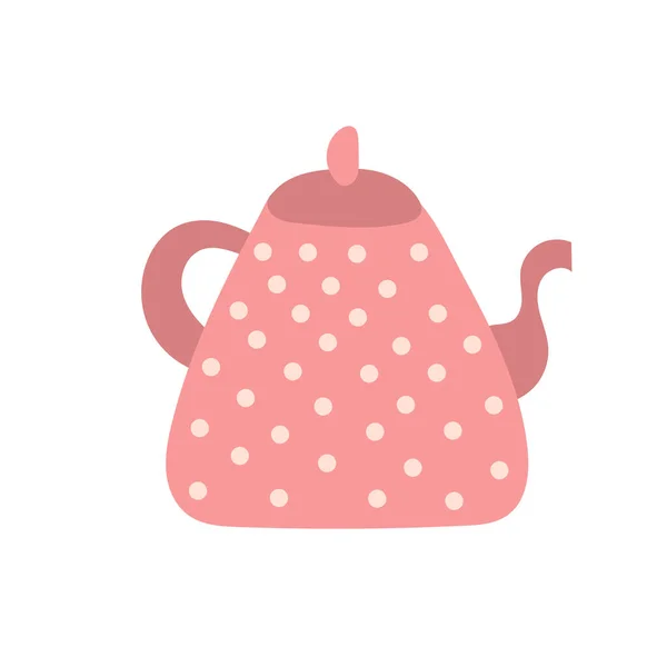 Kettle - ilustração do doodle vetorial desenhado à mão. Pote de desenhos animados em branco — Vetor de Stock