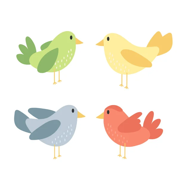 Cute bird animal - cartoon vector in hand drawn simple style on white — Stock Vector