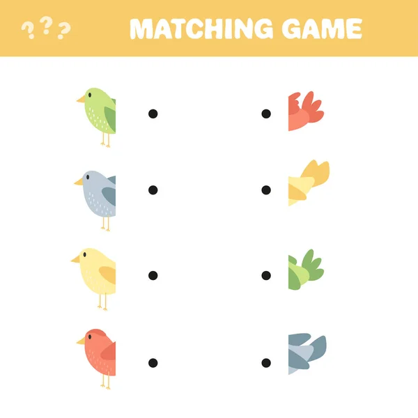 Jogo Puzzle Para Crianças Página Actividade Conecte Partes Quadro Pássaros —  Vetores de Stock