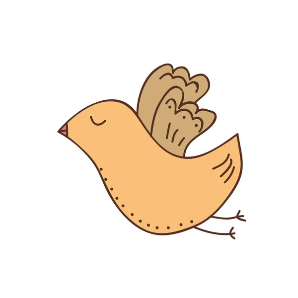 Illustrazione Vettoriale Disegnata Mano Simpatico Uccello Marrone Sfondo Bianco Semplice — Vettoriale Stock