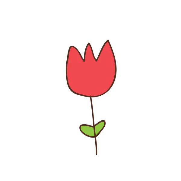 Ícone Desenho Animado Simples Fundo Branco Flores Tulipa Março Mulheres — Vetor de Stock