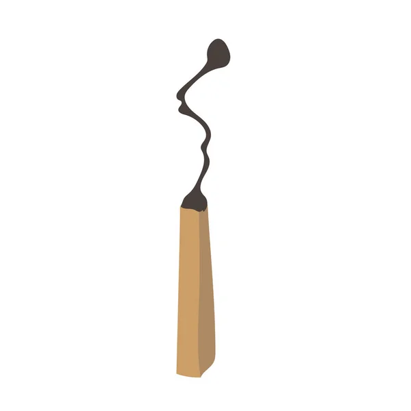 Burnt Match Black Charred Stick Flat Simple Cartoon Style White — Stock Vector
