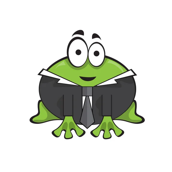 Cute biznesmen szef żaba z koszulą i krawatem - ilustracja kreskówka na białym — Wektor stockowy