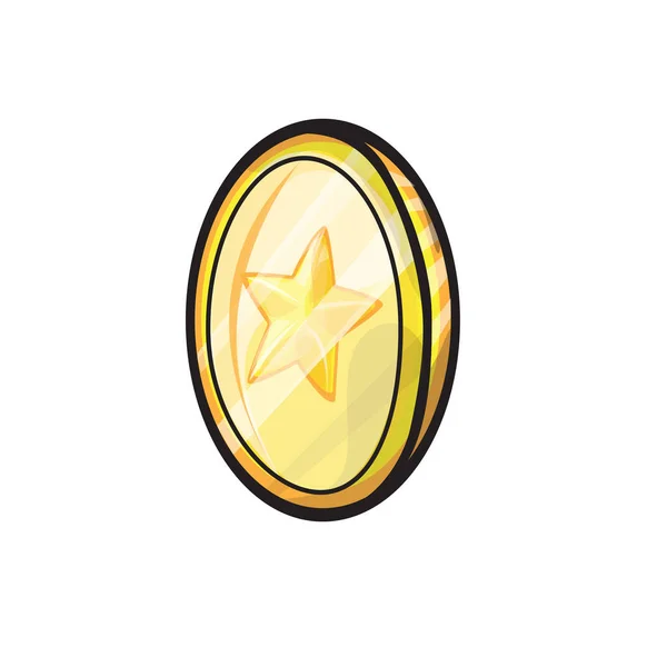 星とゴールドゲームコイン グラフィックユーザーインターフェイスのデザイン要素 貨幣記号 ゲームUi要素 — ストックベクタ