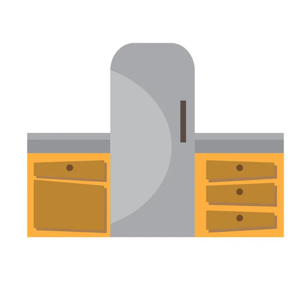 Кухонные Шкафы Холодильник Простой Векторный Значок Бытовая Техника Плоский Дизайн — стоковый вектор