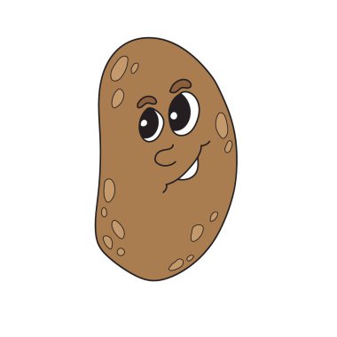 Şirin, mutlu, komik patates. Vektör düz çizgi film karakteri