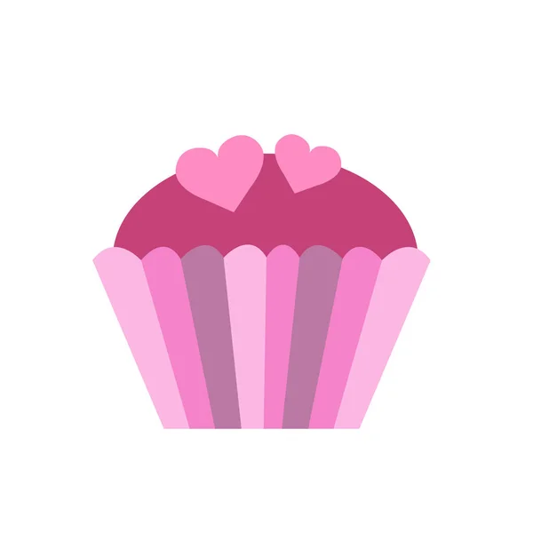 Cupcake oder Muffin mit Herzen. Hochzeits- und Valentinstag-Konzept. Vektor — Stockvektor