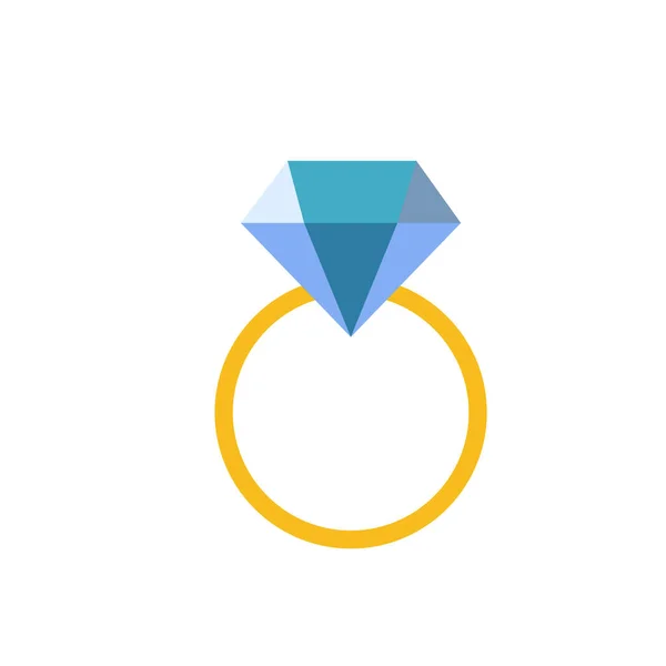 Icona piatta - Anello d'oro nuziale con diamante blu — Vettoriale Stock