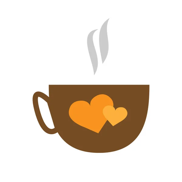 Taza de café con corazones - diseño de ilustración de vectores de icono plano. — Archivo Imágenes Vectoriales