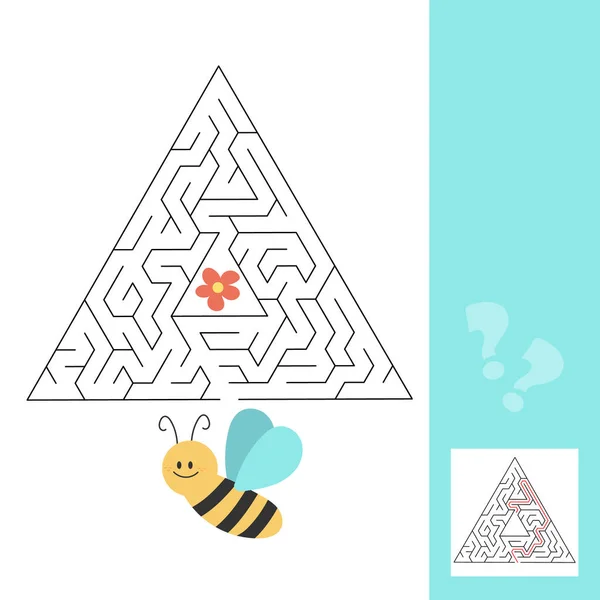 Maze puzzle for children. Help bee find flower. Kids activity sheet. — Stock Vector