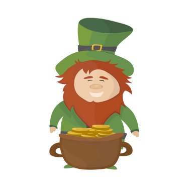 Cartoon Leprechaun - St Patricks Day character with a pot of gold. clipart