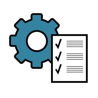 Vites simgeli pano. Beyazda izole edilmiş teknik destek denetim listesi