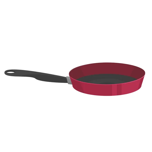 Rood gedetailleerde pan symbool in cartoon stijl op wit. Keukengerei. Koken concept — Stockvector
