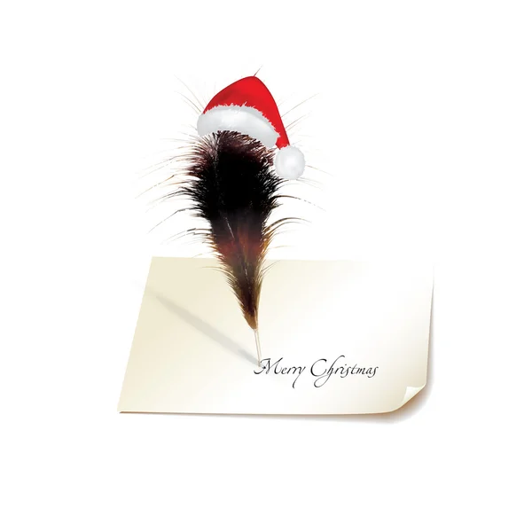 Writing feather - Merry Christmas — Stock Vector
