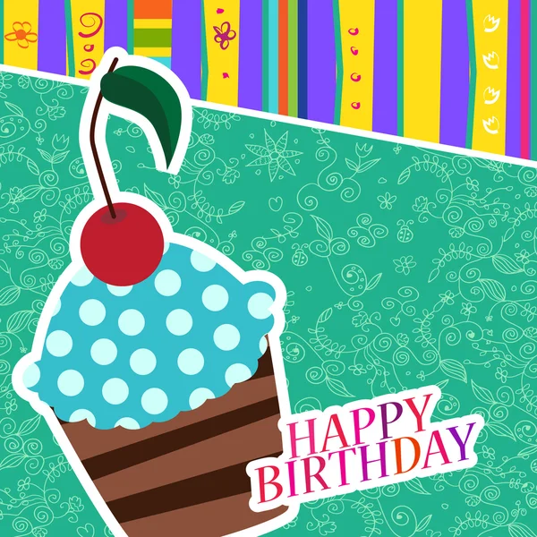 Vector card with birthday cake — Stock Vector