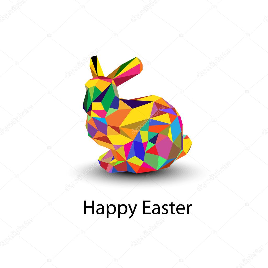 Glücklich Origami Hase Osterhase Stockvektor Tupizza2