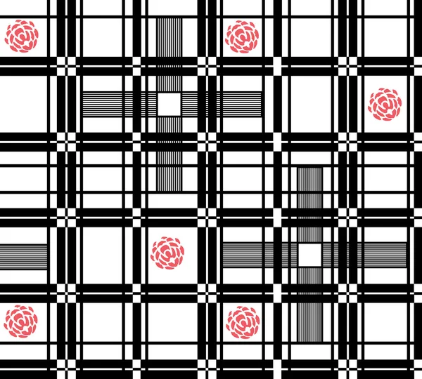 Retro seamless pattern with lines and flowers — ストック写真