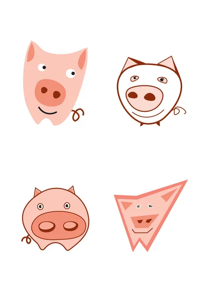 4 つのかわいい漫画の豚. ロイヤリティフリーストックベクター