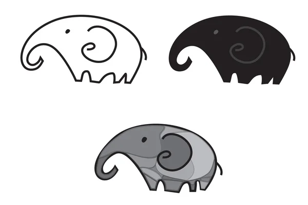 かわいい、若い 3 つの象のイラスト — ストックベクタ