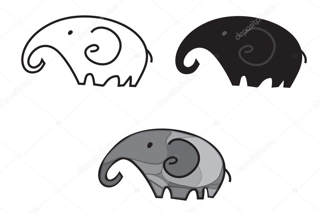 Illustration of a cute, young three elephants