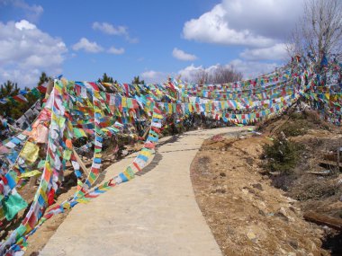 dua bayrağı (Tibet darchor), shangrila, yunnan, Çin