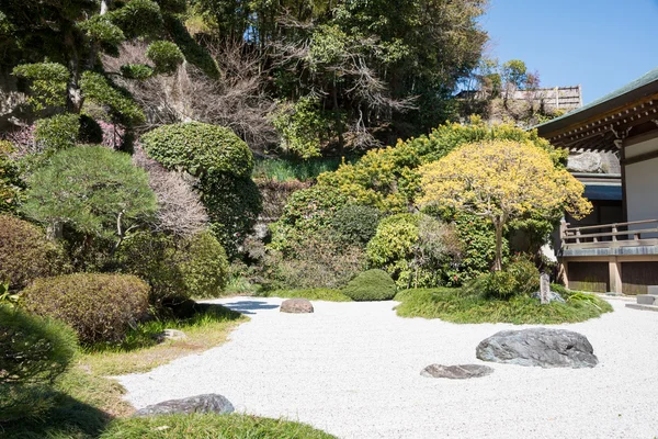 KAMAKURA, JAPAN - MARCH 22 2014: Japanese garden at Hokokuji Temple. It is an old temple in the  Rinzai sect of Zen Buddhism. Famous for its bamboo garden, it is also known as "Bamboo Temple". — Stock Photo, Image