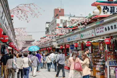 Tokyo, Japonya - 16 Nisan 2014: senso-ji Tapınağı, tokyo, japan.the senso-ji Budist tapınağı asakusa ve tüm Japonya'nın en ünlü tapınaklardan sembolü olduğunu.