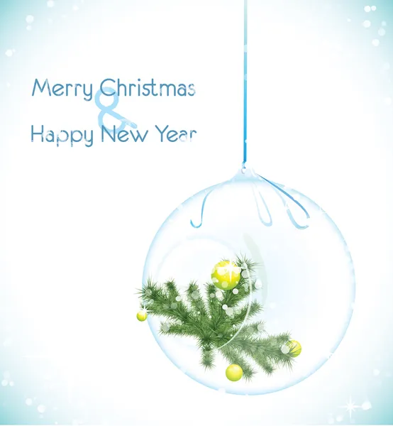 クリスマスの飾り - モミの木の枝でガラスの花瓶 — ストックベクタ