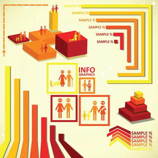 Conjunto de infografía naranja . — Archivo Imágenes Vectoriales