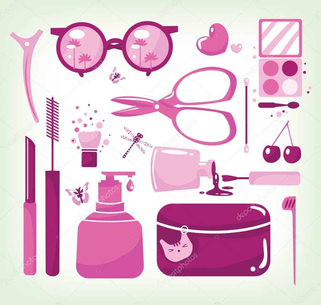 Glamour set of cosmetic tools