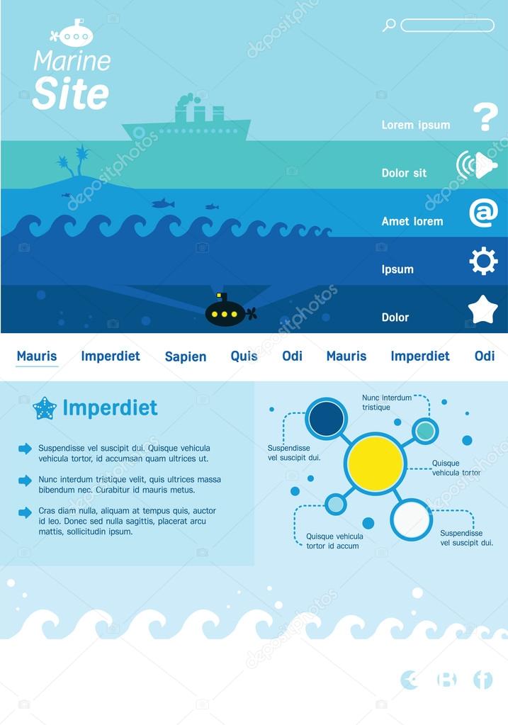 Web site template with marine thematics