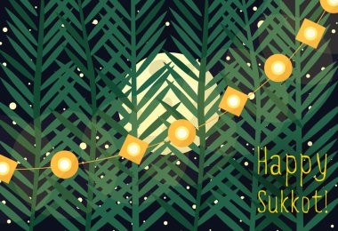 Illustrative greeting for Sukkot - jewish autumn holiday. clipart