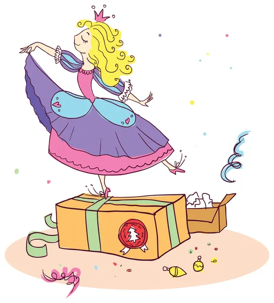 Regalos de Navidad a la princesita . — Vector de stock