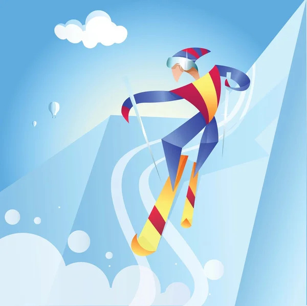 Illustrazione dello sciatore — Vettoriale Stock