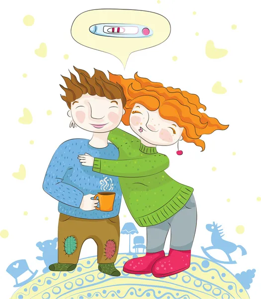 Loving couple expecting a child. — Stock Vector