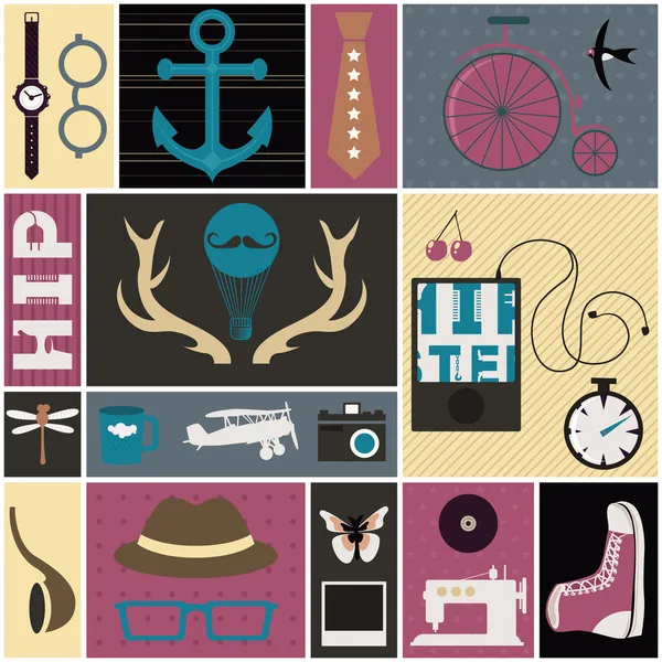 Hipster thematic elements. — Stock Vector