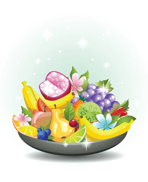 Φρούτα σε ένα πιάτο — Διανυσματικό Αρχείο