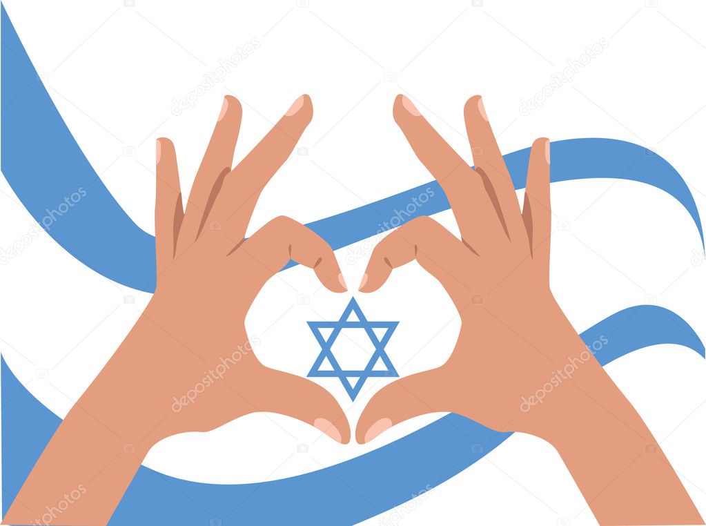 Hands and Israel flag