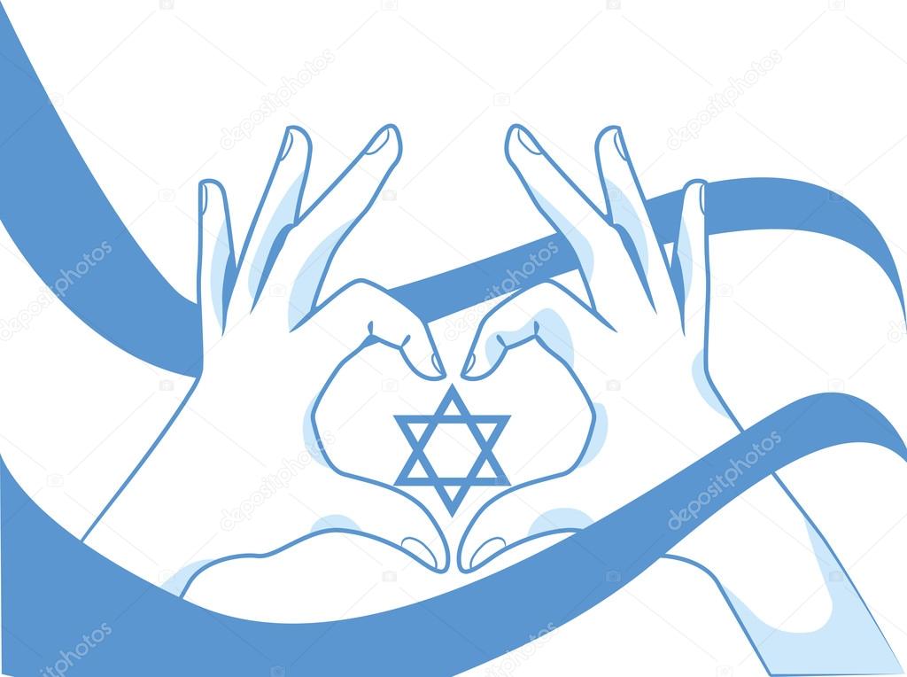 Hands and Israel flag