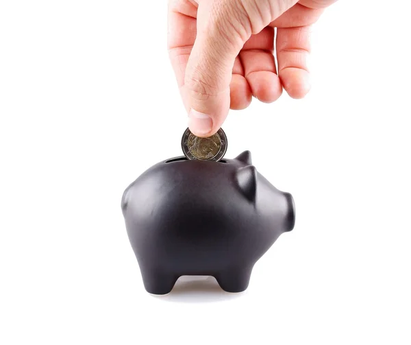 Black piggy bank — Stock Photo, Image