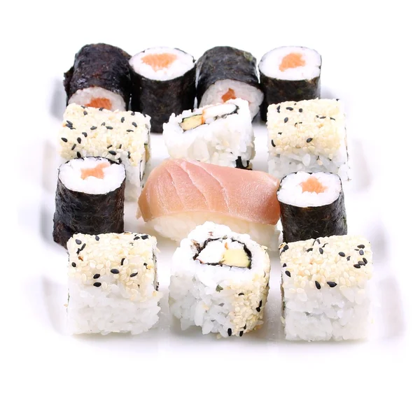 Sushi on a white plate — Stock Photo, Image