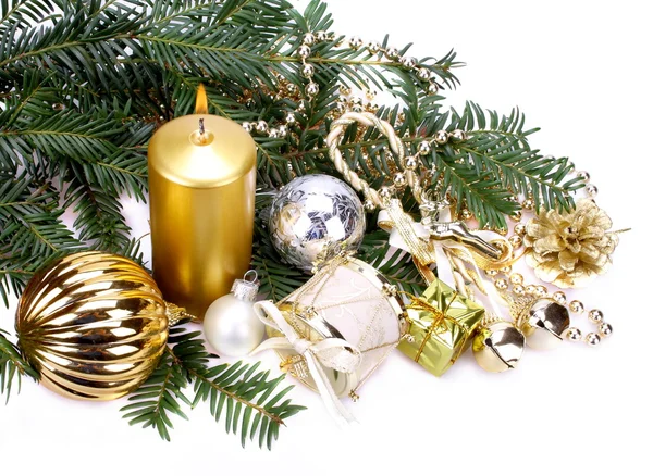 Decorazione natalizia con candela — Foto Stock
