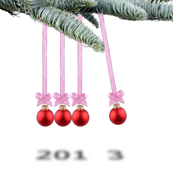 Červené vánoční koule nového roku 2013 — Stock fotografie