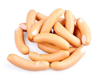 birçok mini sosis zinciri closeup izole