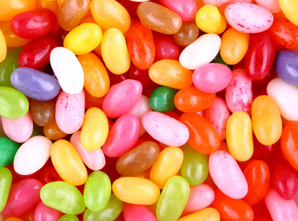 Multicolored pile of jelly beans for background image