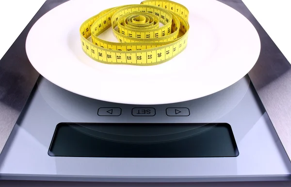 Concepto de reducción de peso. Escala digital para su texto . — Foto de Stock