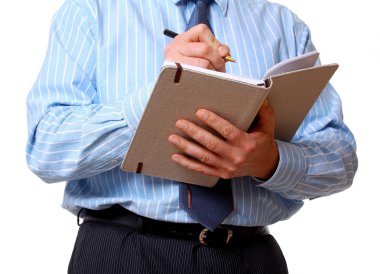 ofis personeli notlar günlükte yazıyor.